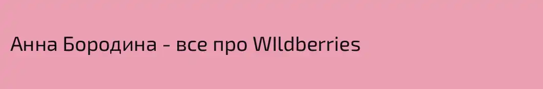 Анна Бородина - все про WIldberries